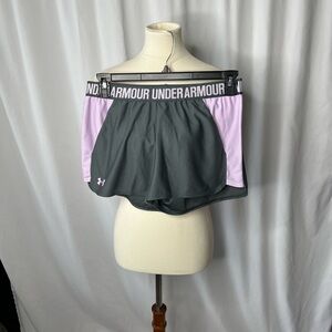 Under Armour HeatGear Running Shorts Gray & Lavender Athletic Shorts Size M